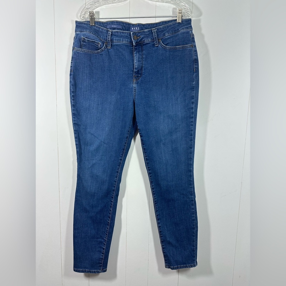 NYDJ Women’s Size 12 Skinny Stretch LIFT TUCK Denim Blue Jeans Stretch
